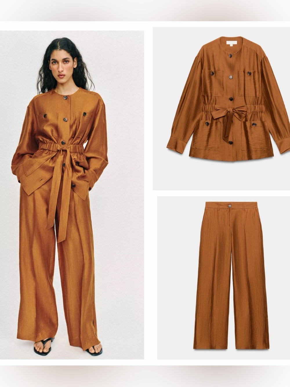 Zara Linen Blend Shirt and Pants Set